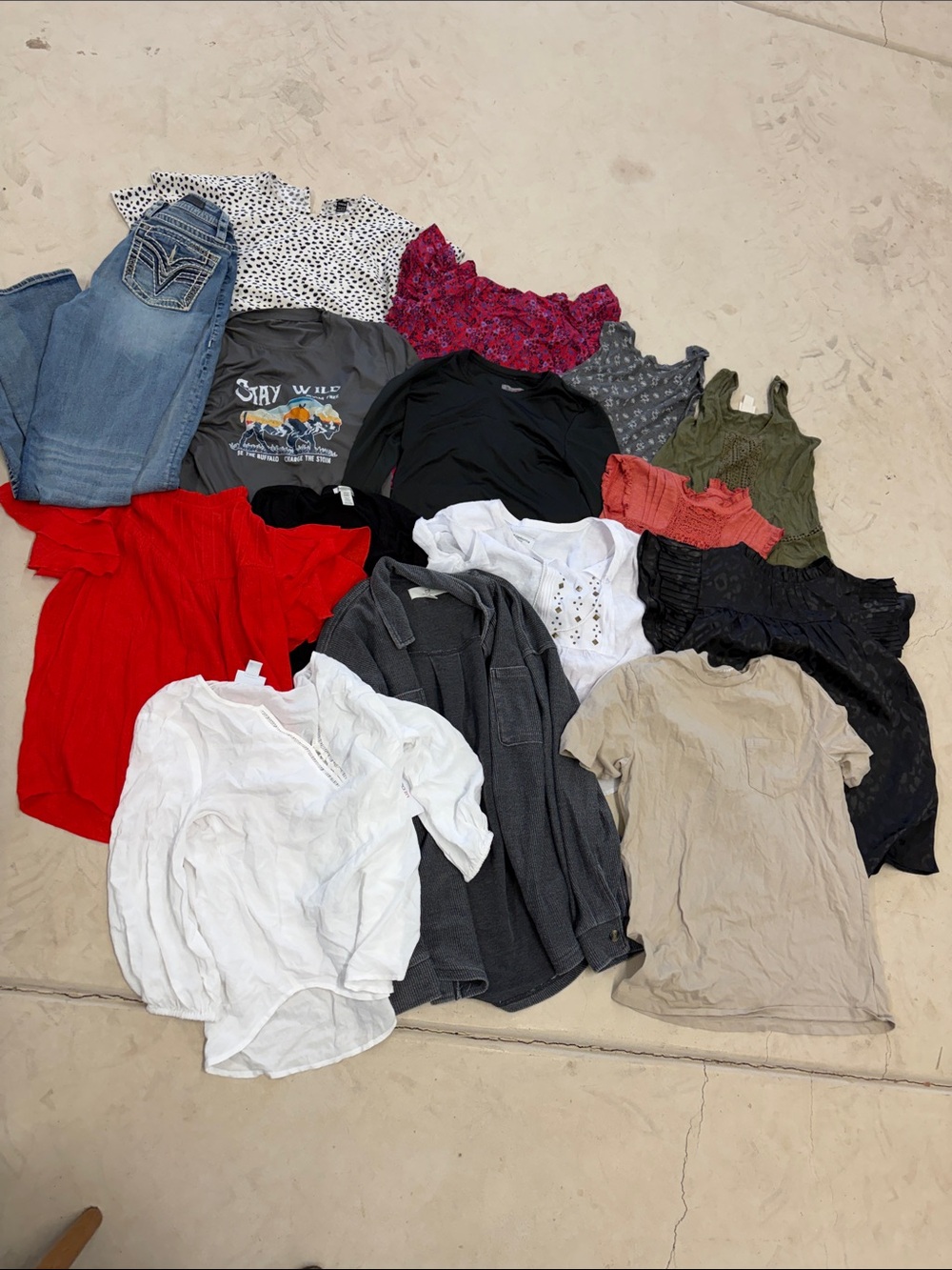 Women's Short Sleeve Tee - Assorted Colors (Red, White, Black, Tan, Olive, Gray)